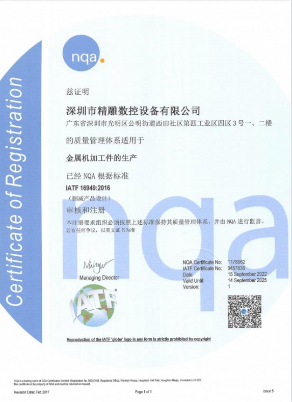 iatf16949:2016 nqa automotive certification quality management system